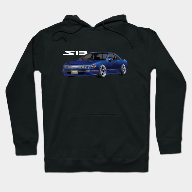 S13 240SX Nissan Silvia Star Sapphire Blue Hoodie by cowtown_cowboy